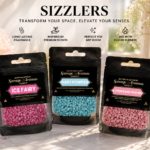 Scented sizzlers simmering granules in a wax burner dish — Savage Aromas UK